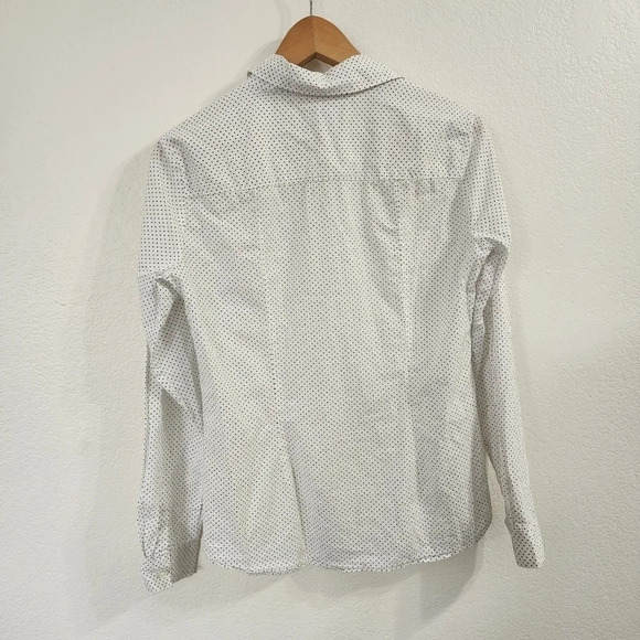 LOFT White and Black Polka Dot Button Down Top Size S - Picture 3 of 9